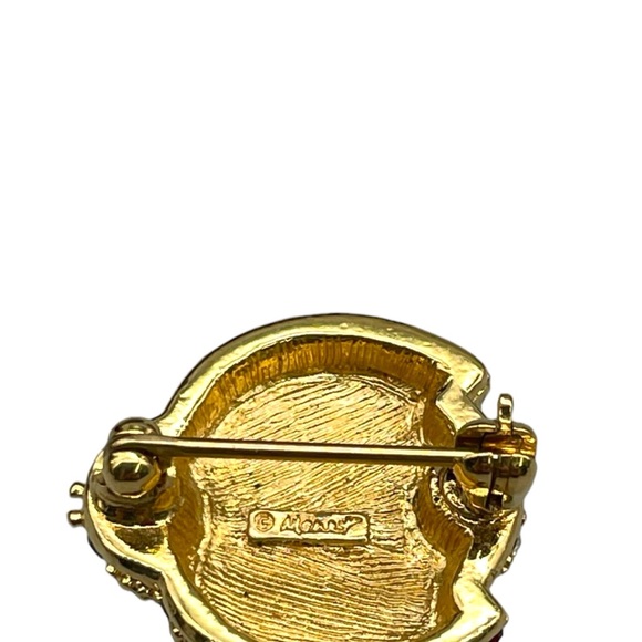 Vintage Austrian crystal Monet Lady Bug Brooch gold plate - Picture 3 of 4